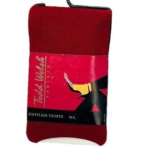 Todd Welsh Womens Footless Tights M/L Red Wine 90% Nylon 10% Spandex